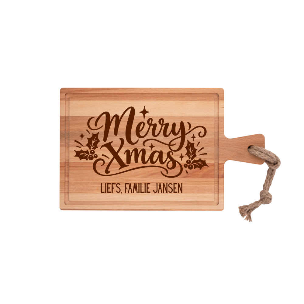 Merry Xmass familie Borrelplank Rechthoek 40x20cm