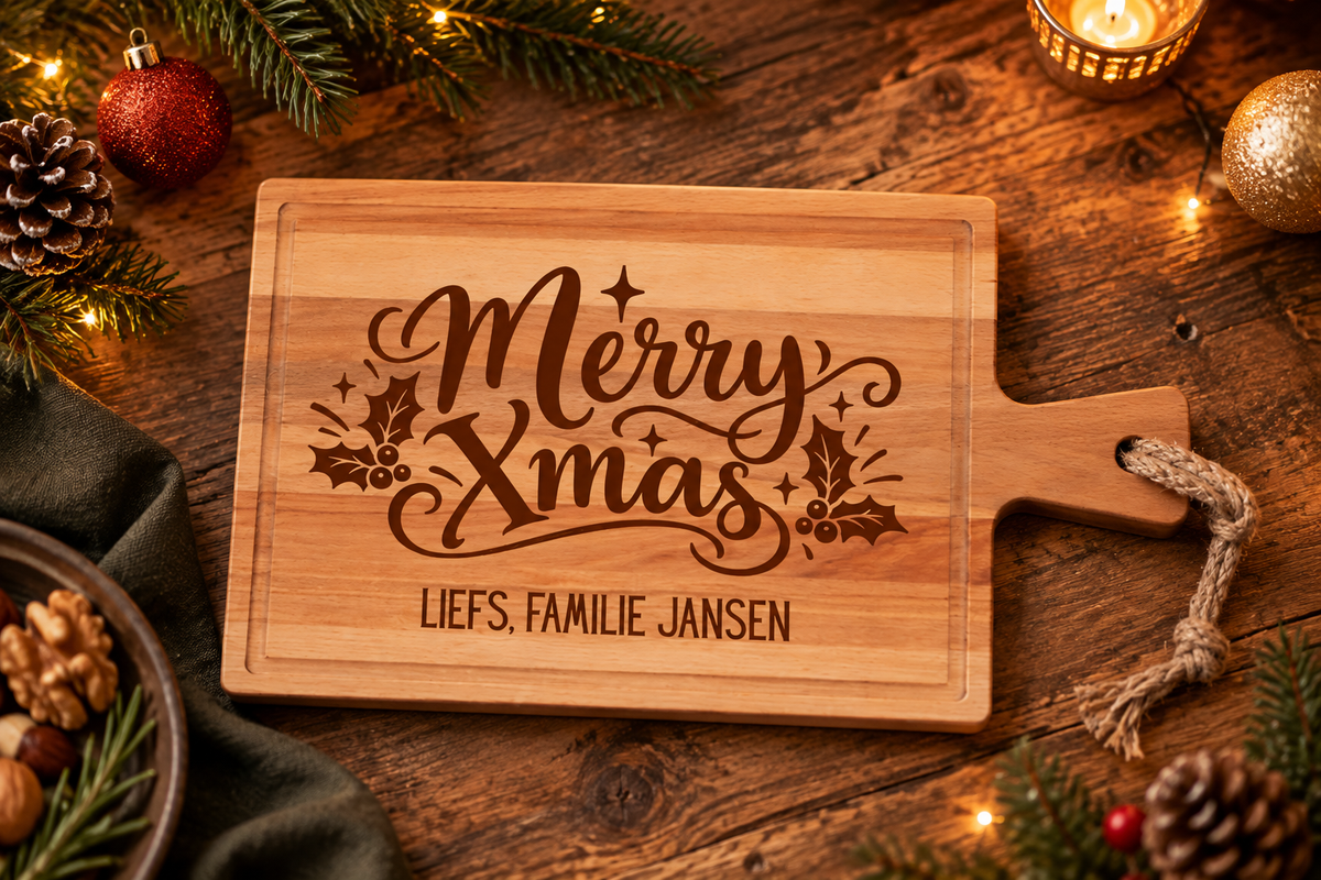 Merry Xmass familie Borrelplank Rechthoek 40x20cm