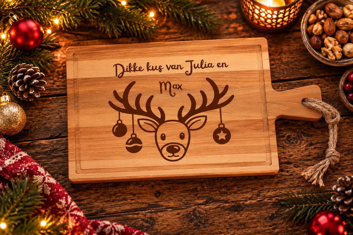 Kerst rendier Borrelplank Rechthoek 40x20cm