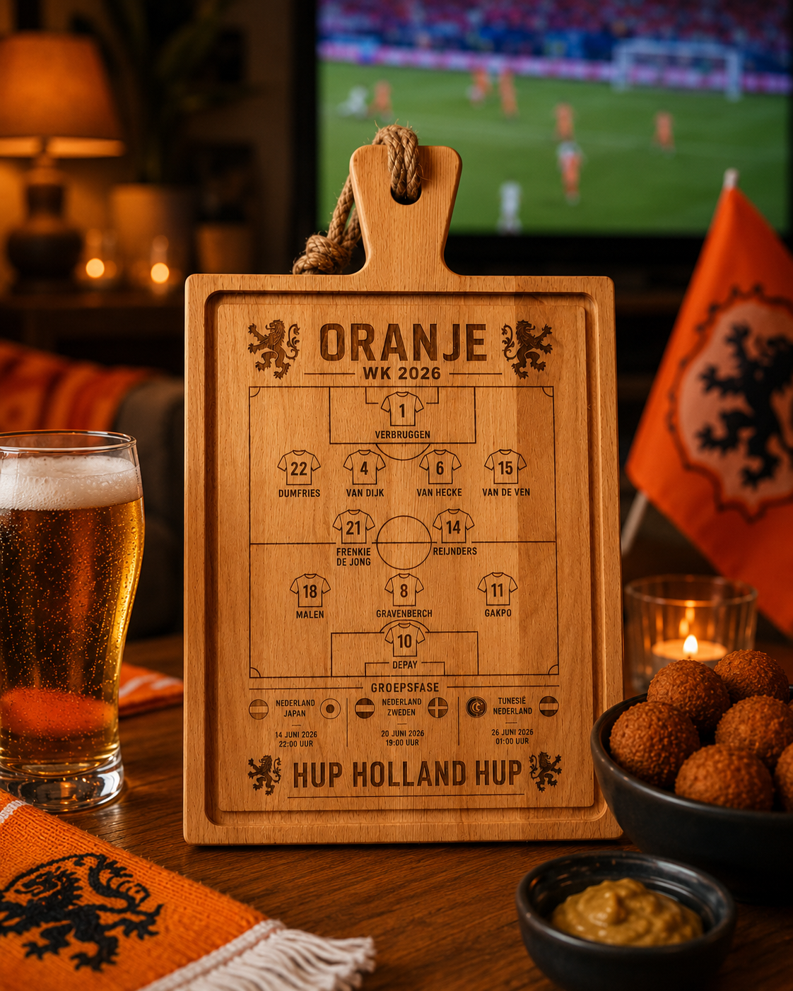 Oranje WK 2026 Borrelplank 40x20cm